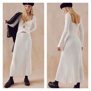 NEW FREE PEOPLE x Revolve Marnie White Ribbed Cutout Maxi Dress Large